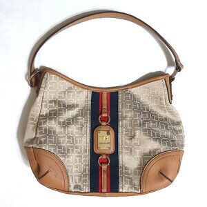 Tommy Hilfiger Signature Monogram Shoulder Bag - Tan/Beige Canvas 👜✨